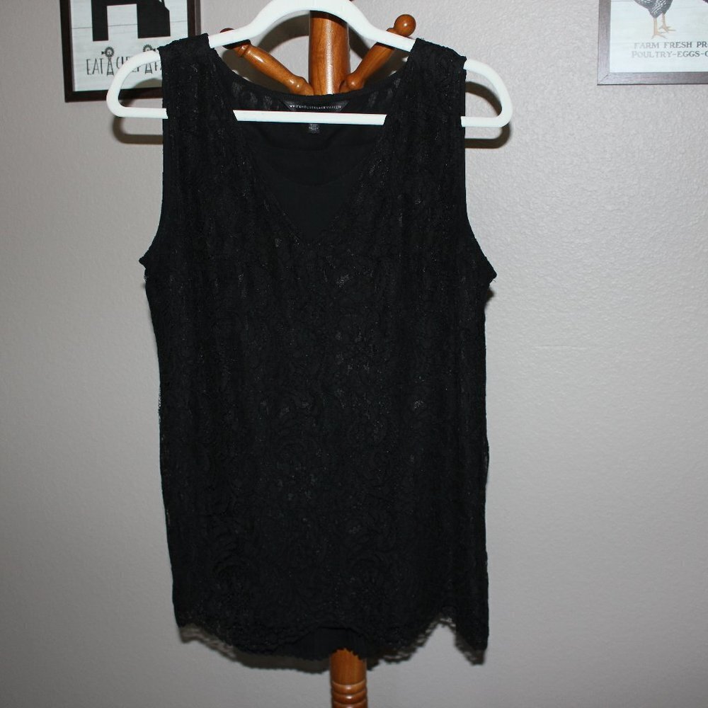 White House Black Market Black Lace sleeveless blouse